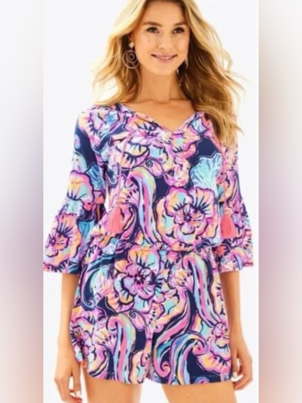 XXS Lilly Pulitzer romper del lago floral flowers 00 boho swirl